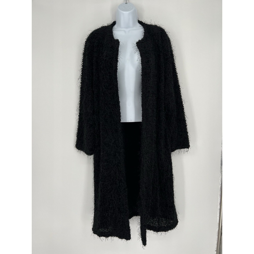Eyelash Knit Longline Fuzzy Open Front Maxi Cardigan Goth Witchy Y2K 90s Duster